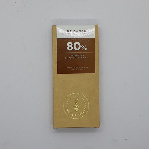 Dr cacao chocolate 80% sin azucar