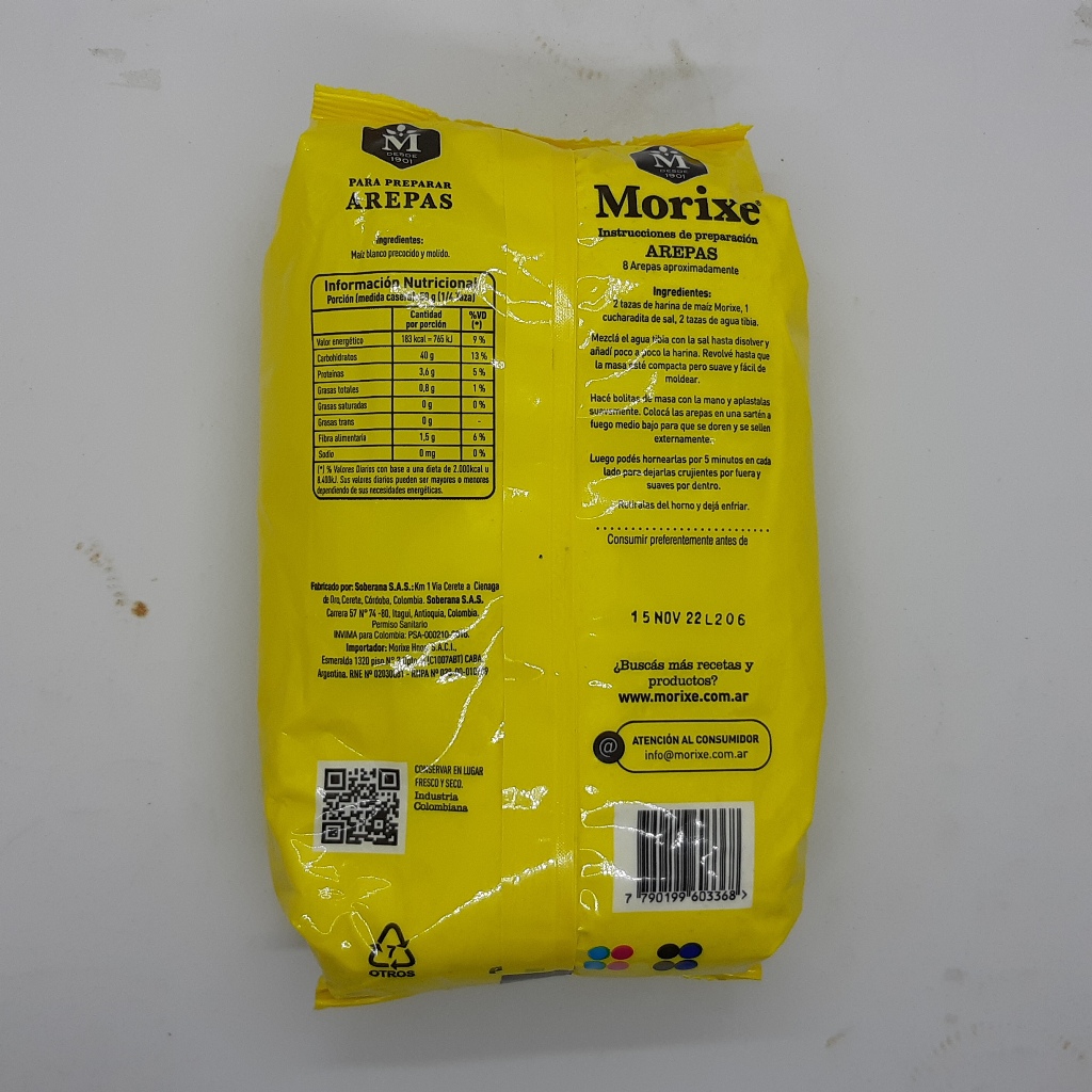 Morixe Harina maiz blanco para arepas - Imagen 2