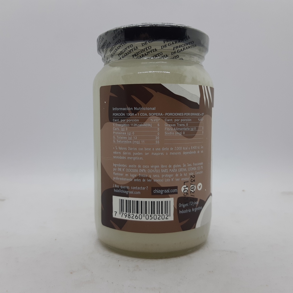 Chia Graal Aceite coco virgen 360ml - Imagen 2