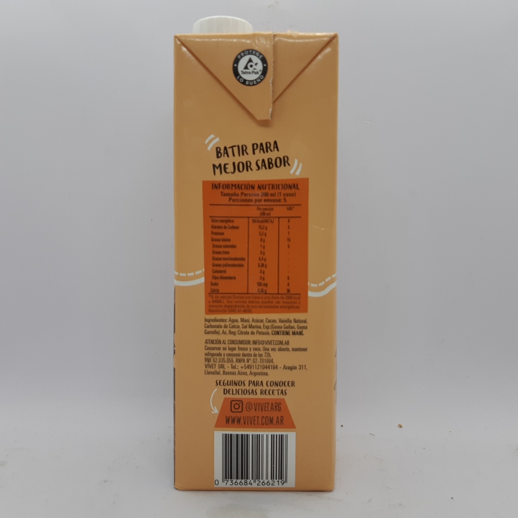 Vivet Cacahuate Cacao 1lts - Imagen 2