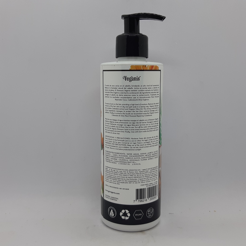 Veganis Shampoo Coconut, Calendula y Oliva - Imagen 2