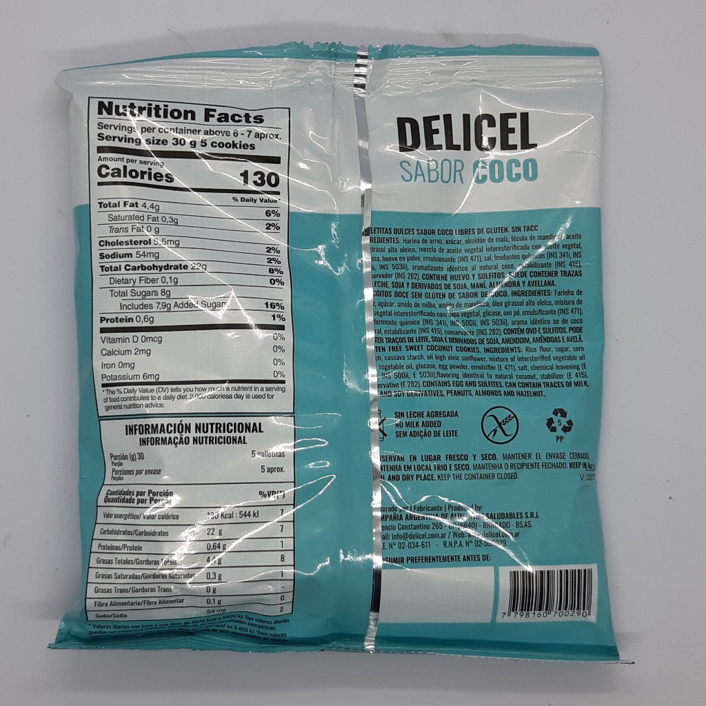 Delicel cookies coco 150grs - Imagen 2