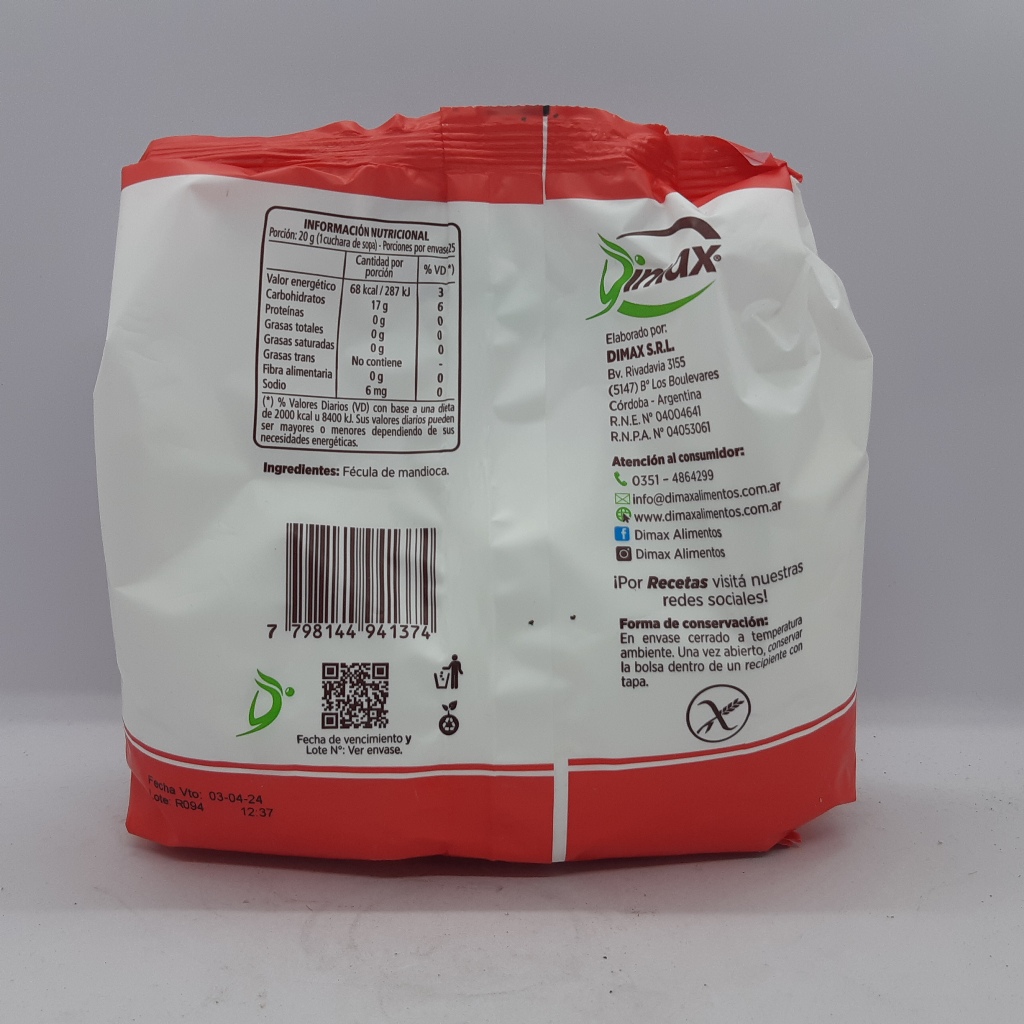 Dimax Fecula de Mandioca 500 grs - Imagen 2